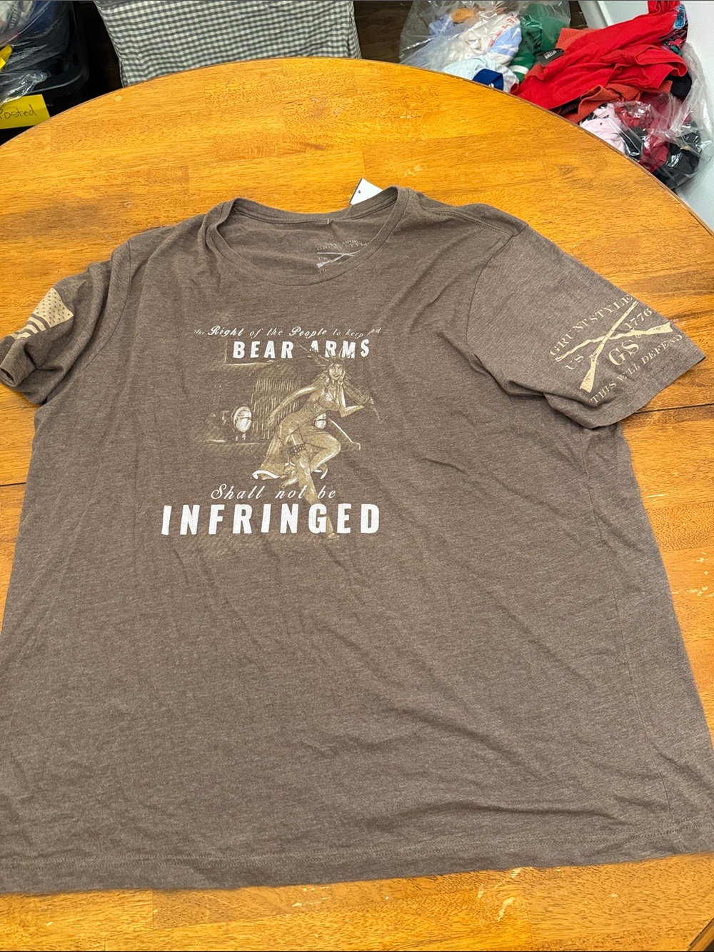 Grunt Style Brown 'Bear Arms' Graphic Short Sleeve Tee xxxl
